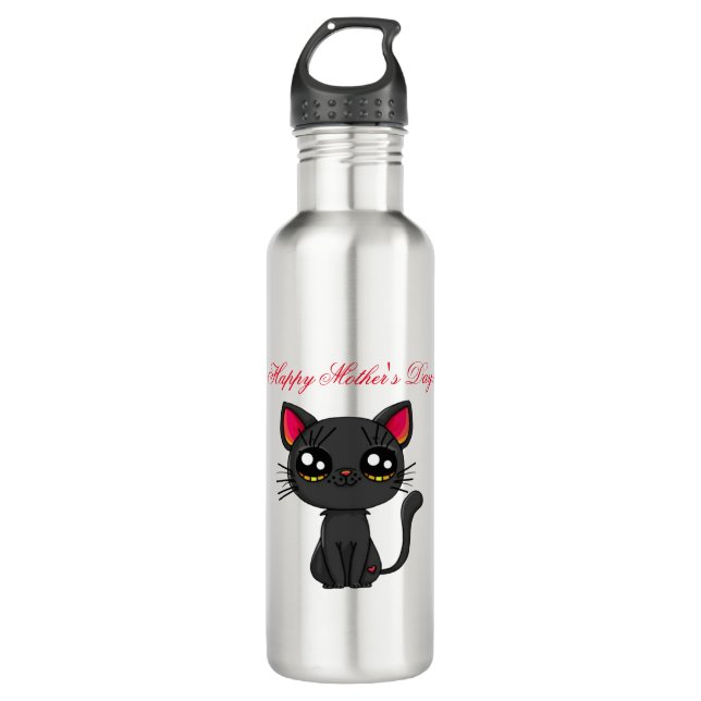 Cat Happy Mother's Day  Stainless Steel Water Bottle (Front)