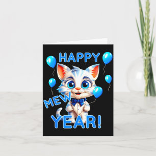 Cat Happy New Year Mew Year Funny New Years Party Card