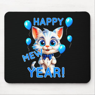 Cat Happy New Year Mew Year Funny New Years Party Mouse Pad