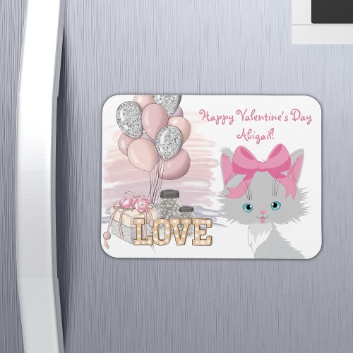 Cat Happy Valentines Day Cute Pink Kitten Magnet
