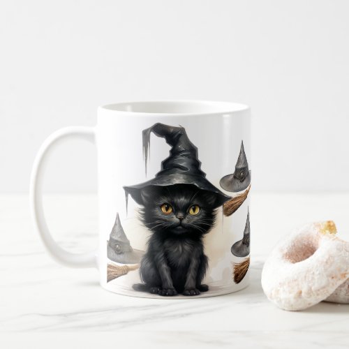 Cat Hat and Broom  Coffee Mug