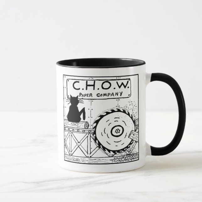 Cat Haters Sawmill Cartoon Mug (Right)