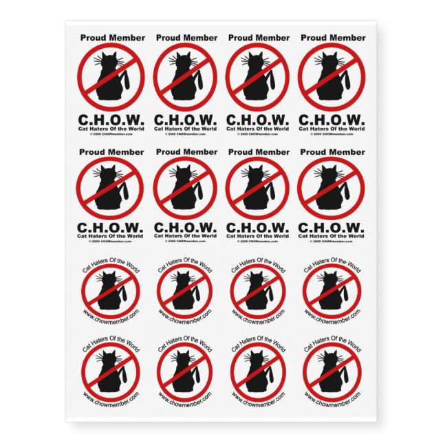 Cat Haters Temporary Tattoos (Front)