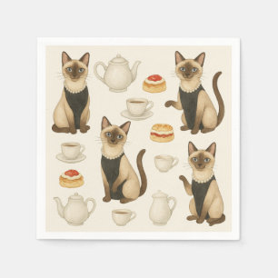 Cat  having  Afternoon Tea Party London England Napkins