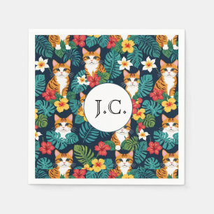Cat Hawaiian shirt style pattern tropical ginger Napkins