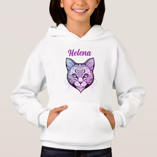 Cat head blue-purple gradient hoodie (Front)