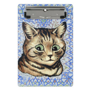 Cat head drawing by Louis Wain Mini Clipboard