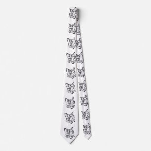 Cat head in ornament - Choose background color Neck Tie