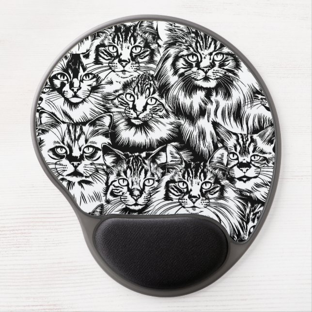 Cat Head Pattern Gel Mouse Pad (Front)