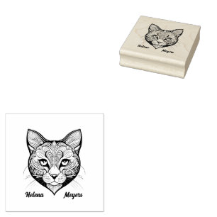 cat head rubber stamp