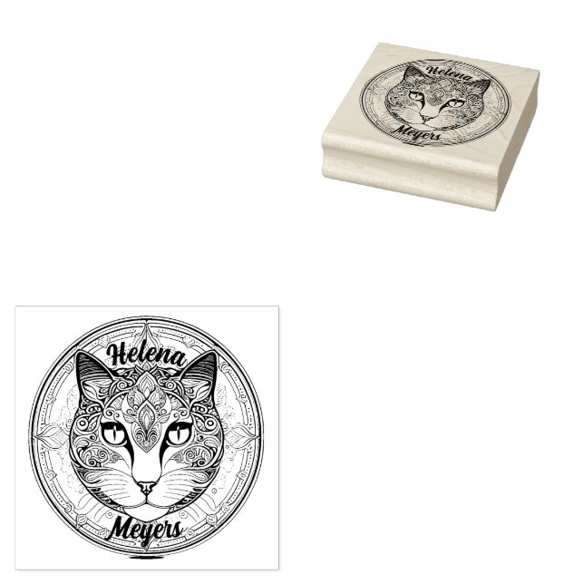 cat head rubber stamp (Stamped)