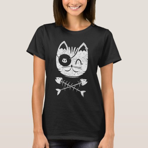 Cat Head With Fish Bone Vintage  Cat T_Shirt