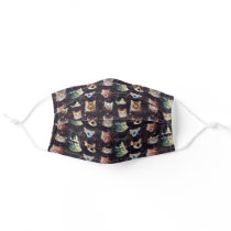 Cat Heads in Outer Space Funny Galaxy Pattern Adult Cloth Face Mask
