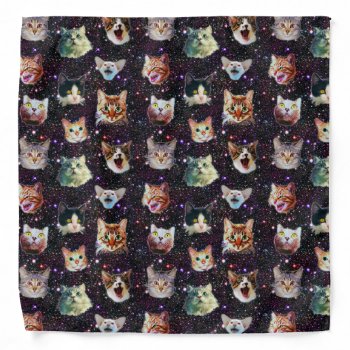 Cat Heads In Outer Space Funny Galaxy Pattern Bandana by LaborAndLeisure at Zazzle