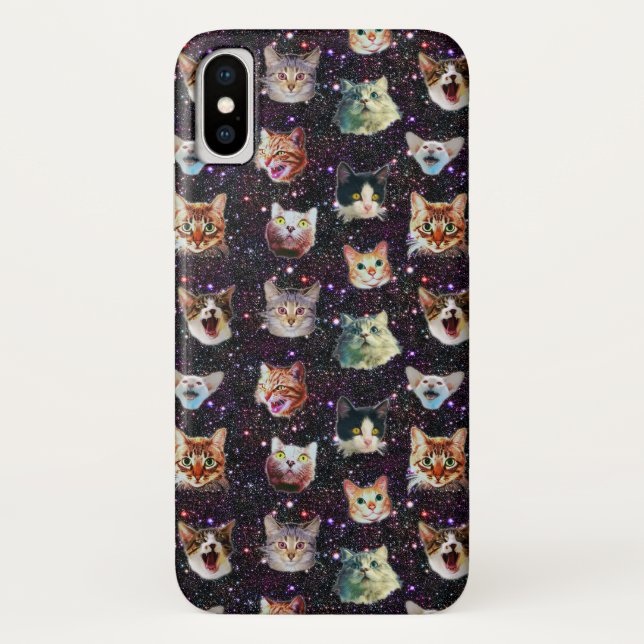 Cat Heads in Outer Space Funny Galaxy Pattern Case-Mate iPhone Case (Back)