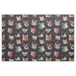 Cat Heads in Outer Space Funny Galaxy Pattern Fabric