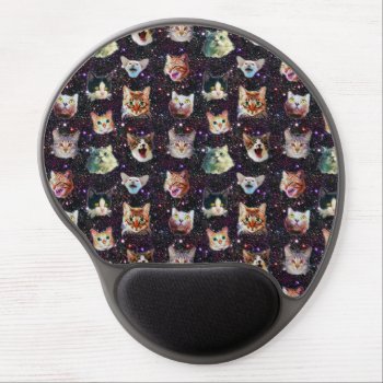 Cat Heads In Outer Space Funny Galaxy Pattern Gel Mouse Pad by LaborAndLeisure at Zazzle