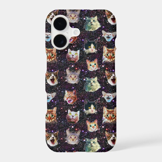Cat Heads in Outer Space Funny Galaxy Pattern Iphone Case (Back)