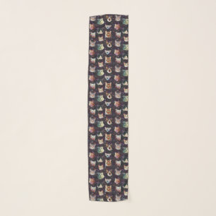 Cat Heads in Outer Space Funny Galaxy Pattern Scarf
