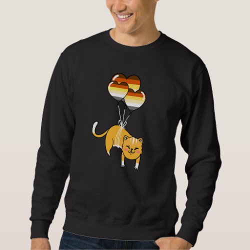 Cat Heart Balloon Gay Bear Pride Sweatshirt
