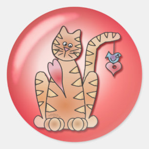 CAT HEART BUBBLE by SHARON SHARPE Classic Round Sticker
