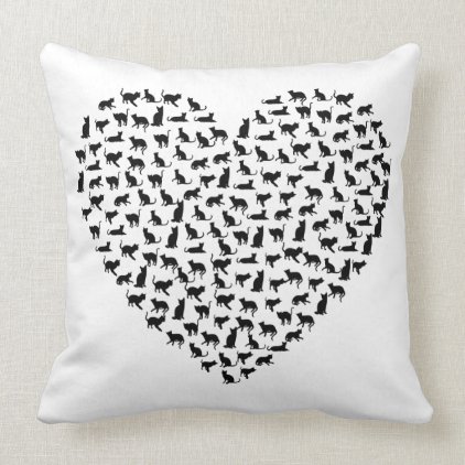 Cat Heart - Customisable Background Colour! Throw Pillow