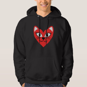 Cat Heart Face  Love Cats Hoodie