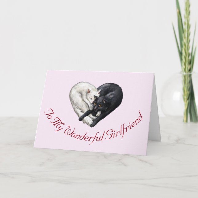 Cat Heart Girlfriend Birthday Card (Front)