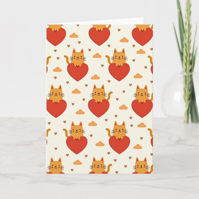 Cat Heart Love Pattern Card (Front)