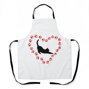 Cat & Heart made of cat paws Apron