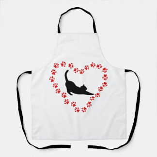Cat & Heart made of cat paws Apron