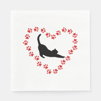 Cat & Heart made of cat paws Napkins
