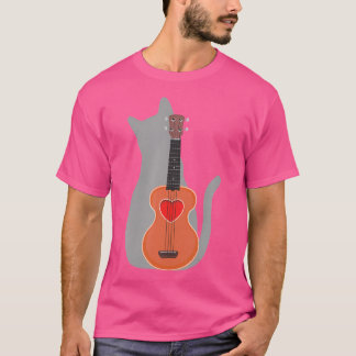 Cat Heart Musician Hawaiian Uke Guitar Acoustic Ha T-Shirt