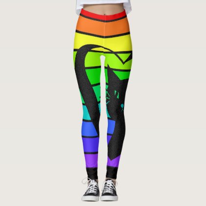 Cat Heart Rainbow Design Leggings