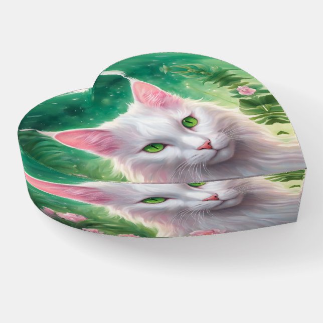 Cat Heart Shape Paperweight (Angled)