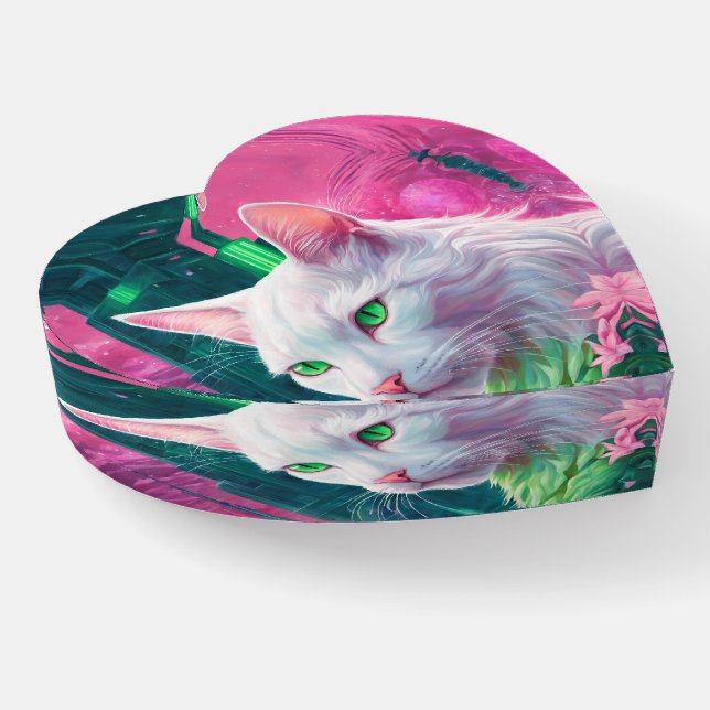 Cat Heart Shape Paperweight (Angled)