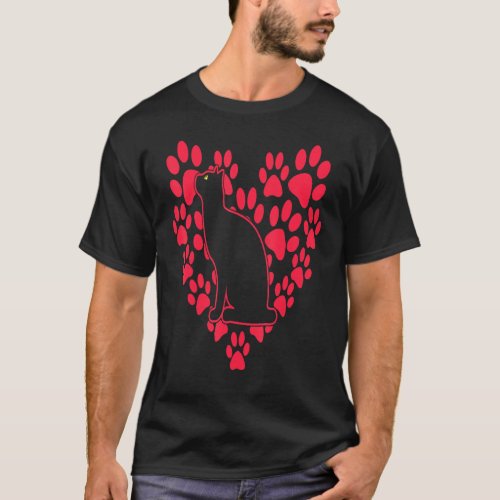 Cat Heart Valentines Day Cute Kitten Lover Pet Kit T_Shirt