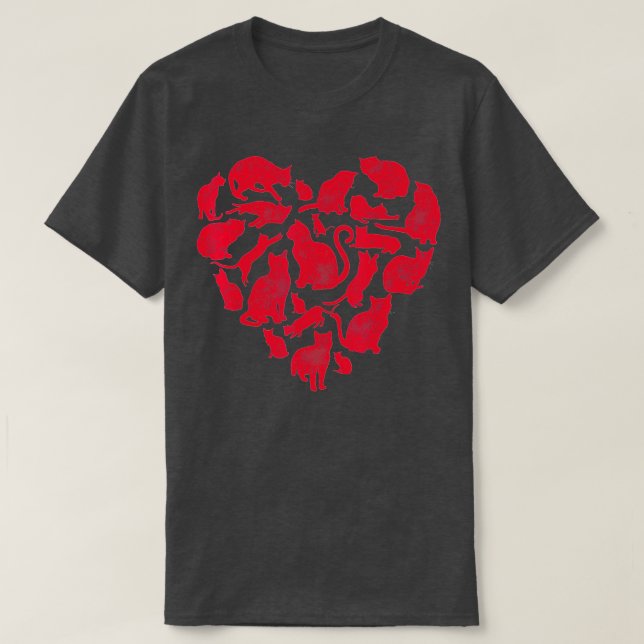 Cat Heart Valentines Day Funny Women Kitty Kitten  T-Shirt (Design Front)