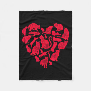Cat Heart Valentines Day Girls Women Kitty Kitten Fleece Blanket