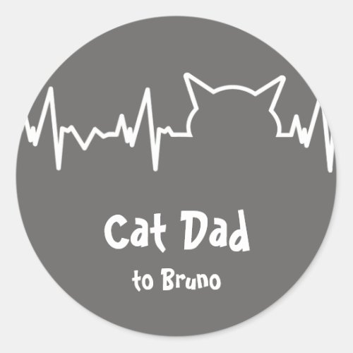 Cat Heartbeat for Cat Dads and Moms Classic Round Sticker
