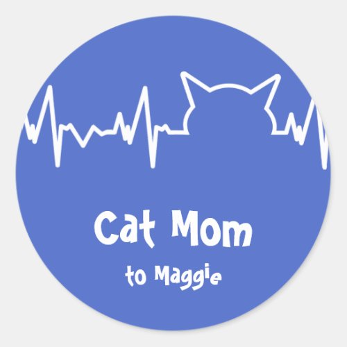 Cat Heartbeat for Cat Moms Cat Dads Classic Round Sticker