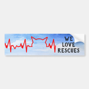 Cat Heartbeat, We love rescues, cloudy sky Bumper Sticker