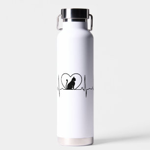 Cat Heartbeat with Heart Water Bottle