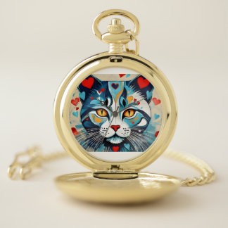 Cat Hearted Pocket Watch