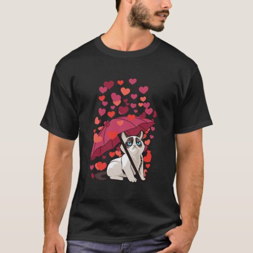 Cat Hearts Love Valentines Day Grumpy Irritable Ba T_Shirt