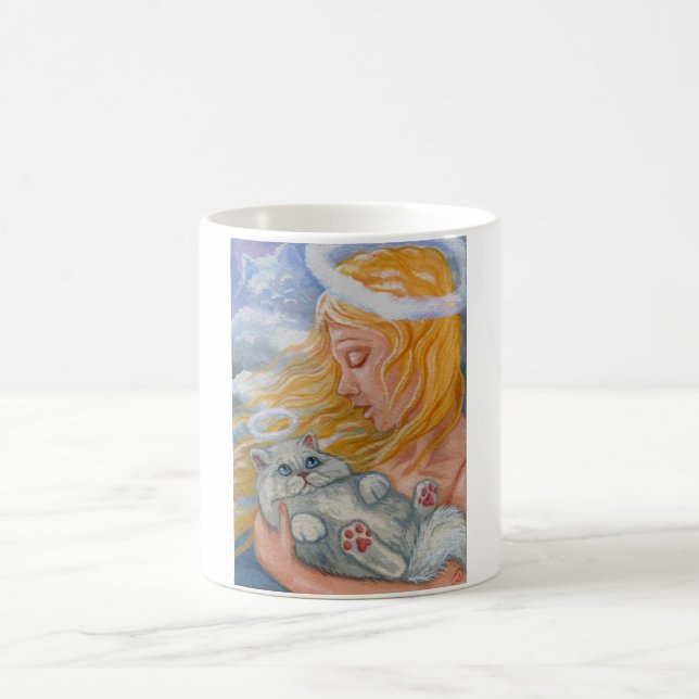 CAT HEAVEN White Persian Cat Angel Mug (Center)