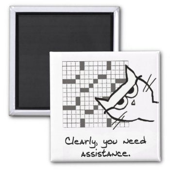 Cat Helps With The Crossword - Funny Cat Magnet by FunkyChicDesigns at Zazzle