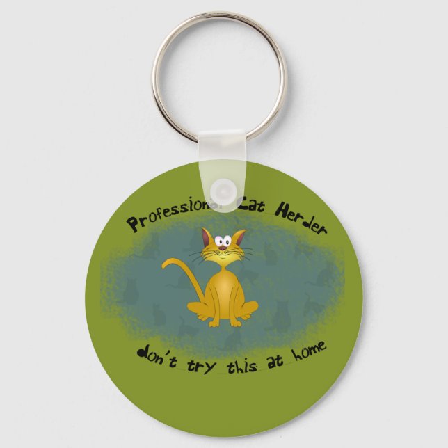 Cat Herder Funny Keychain (Front)