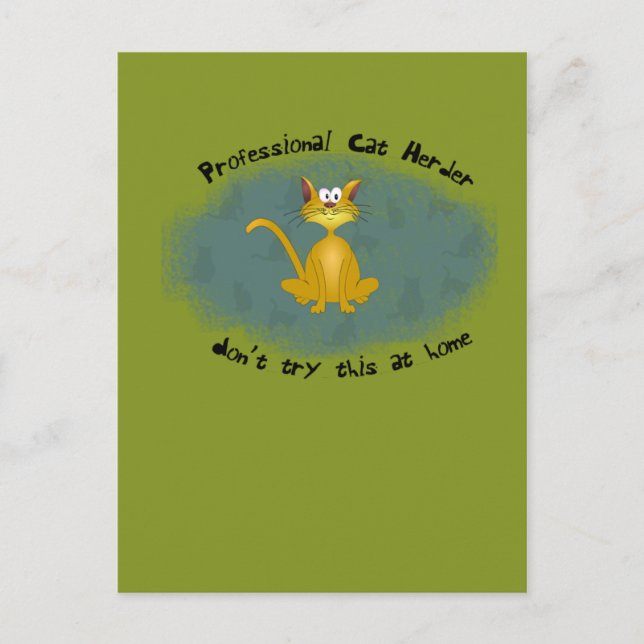 Cat Herder Funny Postcard (Front)