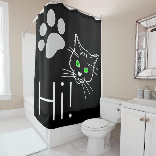 Cat - Hi! Shower Curtain (In Situ)